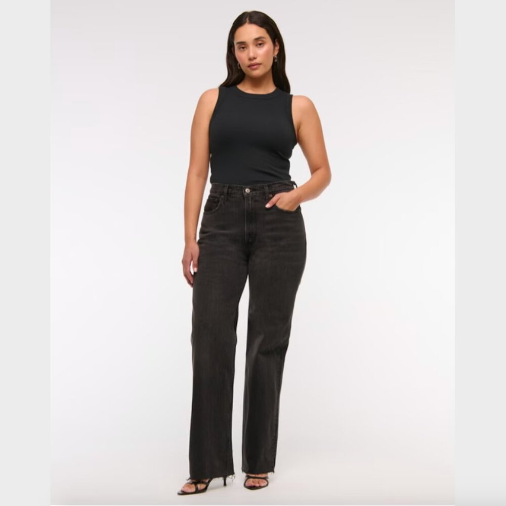 Abercrombie & Fitch Black Petite '90s Relaxed Jean High Rise - 34/18 Short
